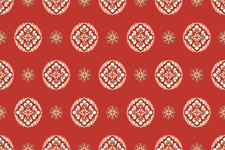 Ikat geometric folklore ornament. Oriental vector damask pattern. Ancient art of Arabesque. Tribal ethnic texture. Aztec style. Indian rug. Gypsy, Mexican embroidery.のイラスト素材