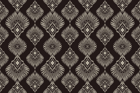 Motif African boho paisley Floral Ikat pattern embroidery damask.Ethnic ikat peacock feathers Pattern.Ikat pattern.Ethnic Pattern.Damask indian embroidery border seamless pattern.のイラスト素材