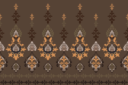 Seamless pattern with decorative elements. Vector illustration. Brown background.のイラスト素材