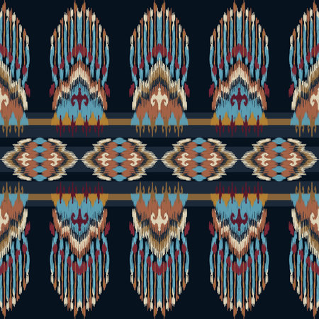 Ikat geometric folklore ornament with diamonds. Tribal ethnic vector texture. Seamless striped pattern in Aztec style.Folk embroidery.Indian,Scandinavian,Gypsy,Mexican,African rug.のイラスト素材