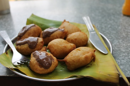 bananas in batterの写真素材