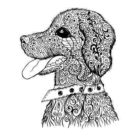 Doodle dog pattern language. Vector illustration.のイラスト素材