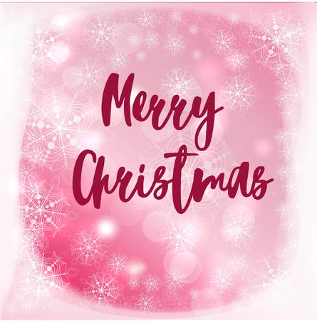 Card blurred background with snowflakes and the words merry Christmas.のイラスト素材