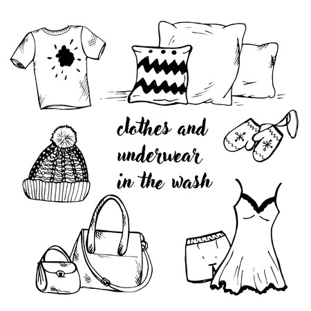 Doodle clothing and underwear and bedding and bagsのイラスト素材