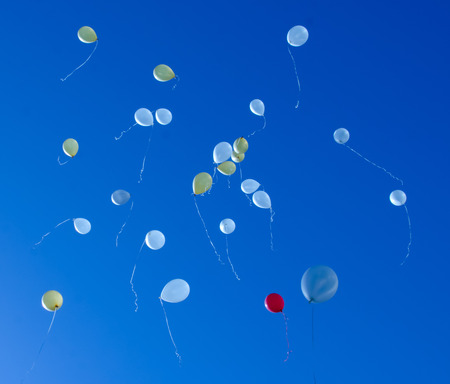 balloons in the blue sky selective focus
