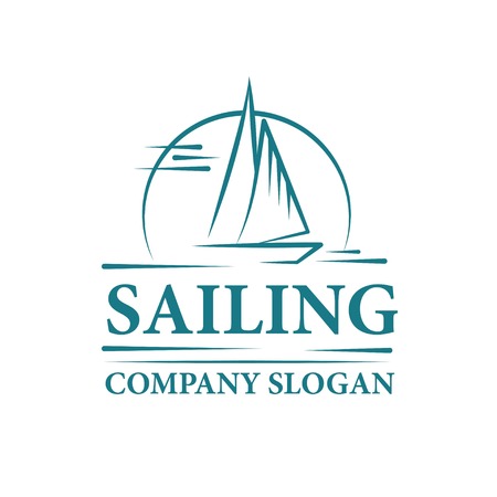 Logo of a Sailing Yacht in the sun and the seaのイラスト素材