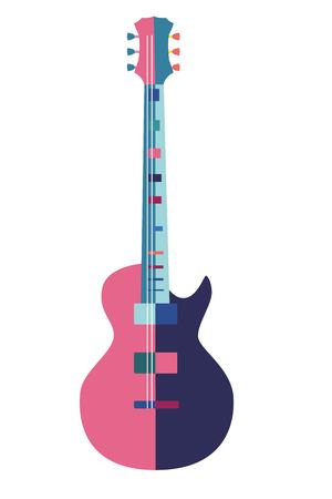 guitar in flat style multicolored on white backgroundのイラスト素材