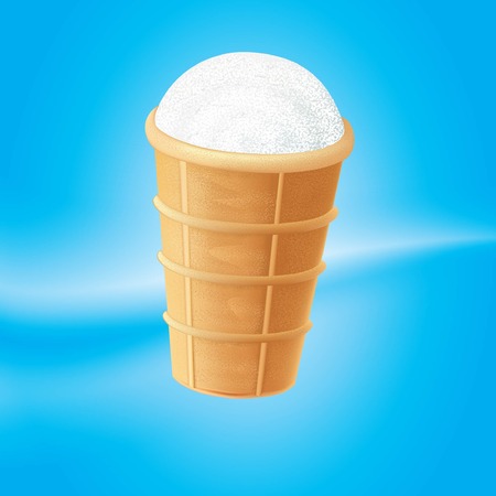 Ice cream in waffle Cup on blue blurred backgroundのイラスト素材