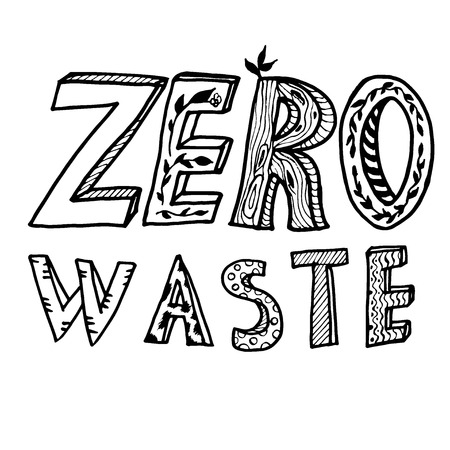 Doodle inscription of zero waste in the natural styleのイラスト素材