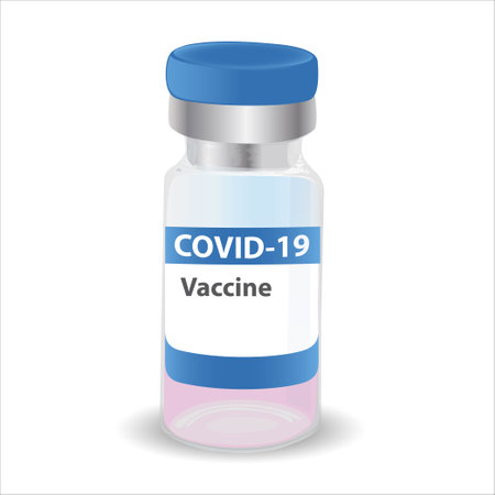 a bottle with a coronavirus vaccine on a whiteのイラスト素材