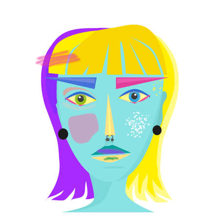 geometric face of a woman in the style of minimalism cubism style. abstract artのイラスト素材