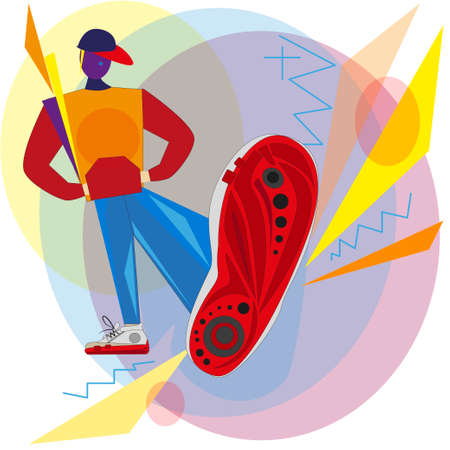geometric teen in the style of minimalism cubism styleのイラスト素材