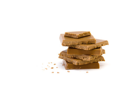 Chocolate bars isolated on white background with clipping path. Sweet food.の写真素材