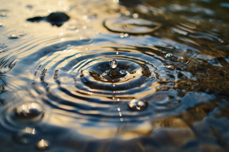 circles on the water, close-up, natural backgroundの素材