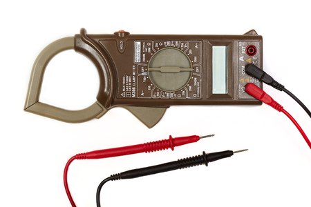Digital clamp meter isolated on white