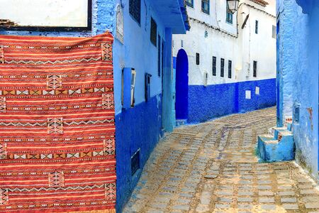 Chefchaouen, a city with blue painted houses. A city with narrow, beautiful, blue streets. Chefchaouen, Morocco, Africaの写真素材