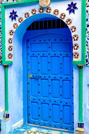Chefchaouen, a city with blue painted houses. A city with narrow, beautiful, blue streets. Chefchaouen, Morocco, Africaの写真素材
