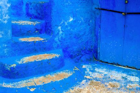 Chefchaouen, a city with blue painted houses. A city with narrow, beautiful, blue streets. Chefchaouen, Morocco, Africaの写真素材