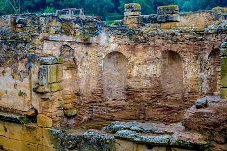 Ruins of the Roman city known as Sala Colonia and the Islamic complex of Chellah, mosque and minaret ruined. Chellah is the necropolis of Rabat. Morocco.の写真素材