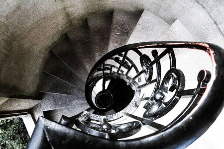 Beautiful image of a spiral staircase, view from the top. Sintra, Portugal.