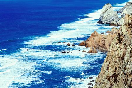 Beautiful seascape. A view of the Atlantic Ocean from the rock cape. Sintra. The rock cape. Lisbon. Portugalの写真素材