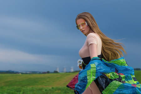 Young beautiful girl with creative, bright makeup.の写真素材