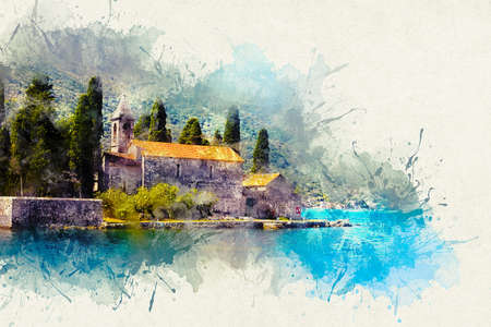 Amazing landscape view of the mountains, the sea, the island of the Virgin on the Reef and the...