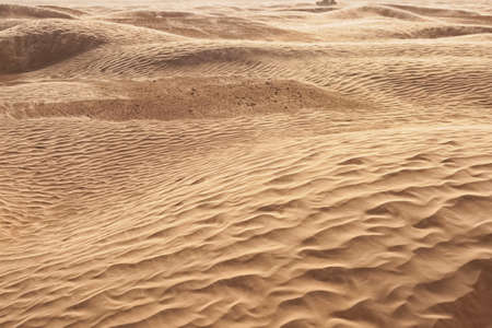 Lonely sand dunes in a strong wind under the sky against the background of arid desertの写真素材