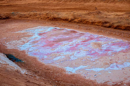 Sahara Desert, Salt Lake, Tunisia. Salt close-up in the salt desert