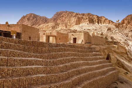 View of the old abandoned village in the middle of the Sahara Desert, Tunisia, Africaの写真素材