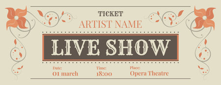 Ticket template in vintage style. Retro elements and faded colors.のイラスト素材