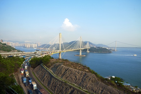 Ting Kau Bridge in Hong Kong.の写真素材
