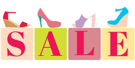 Sale of shoes. Advertising. Discounts. Vector illustration. Women's shoes.のイラスト素材