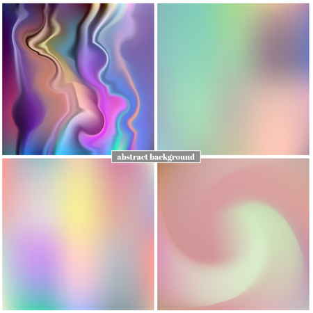 Set of blurred vector backgrounds. Abstract color illustration. Rainbow. Holographic.のイラスト素材