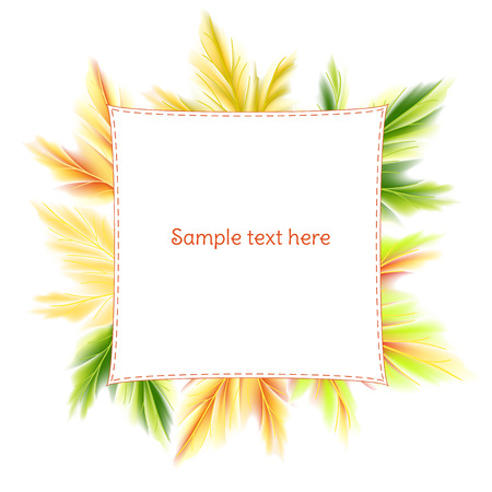 Color maple leaves. Autumnal vector background. Frame. Border. Plant illustration.のイラスト素材