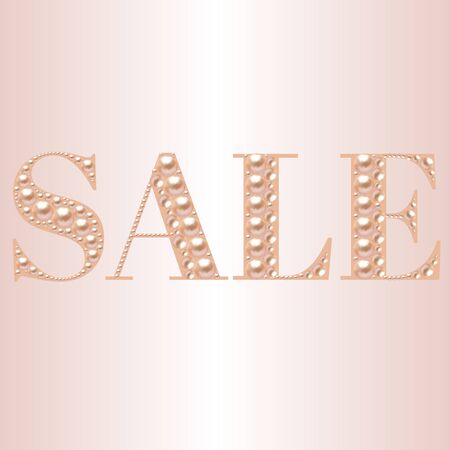 Sale. Pearl. Text adorned with pink pearls. Discounts. Ornaments. Beads. Beautiful vector illustration. Fashion.のイラスト素材