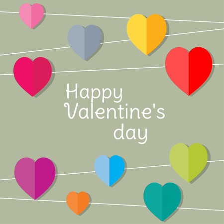 Valentines Day. Colored hearts. The holiday of lovers. Vector illustration. Card. Congratulation. Template.のイラスト素材