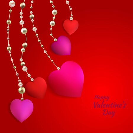 Valentine's Day red heart, the holiday of lovers vector illustration for card template.のイラスト素材