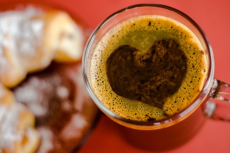 I Love Coffee and Croissantの写真素材