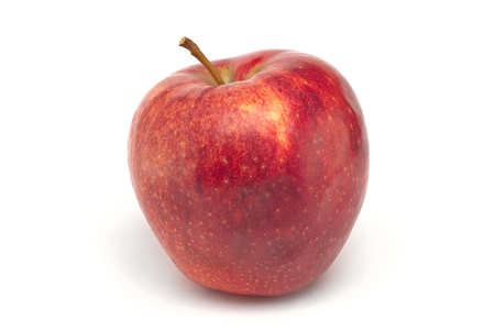 Red juicy apple on whiteの写真素材