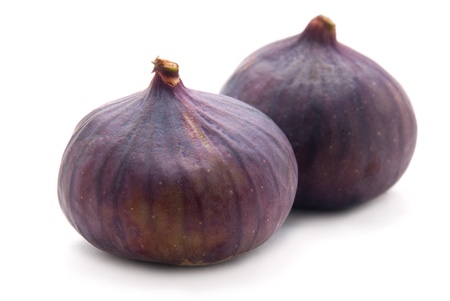 Two Figs on White Backgroundの写真素材