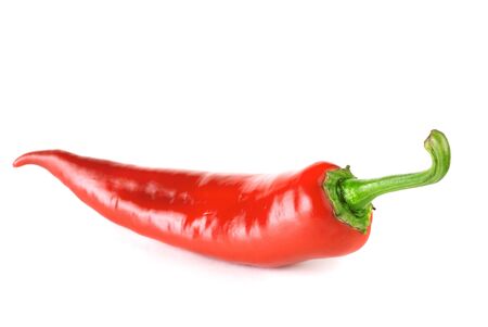 Red chili pepper isolated on a white backgroundの写真素材
