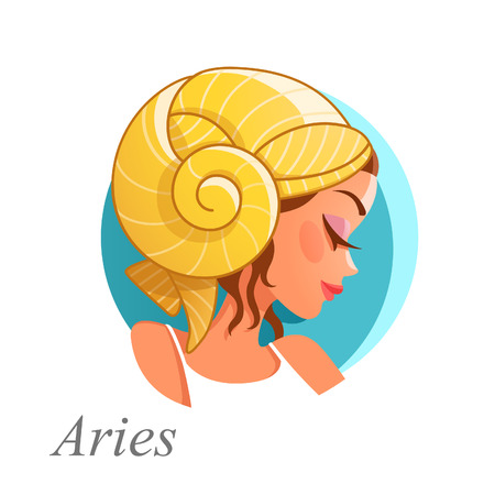 Beautiful woman as Aries zodiac sign. Astrological symbolのイラスト素材