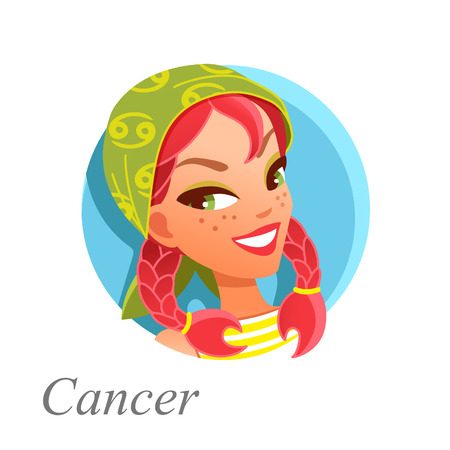 Beautiful woman as Cancer  zodiac sign. Astrological symbolのイラスト素材