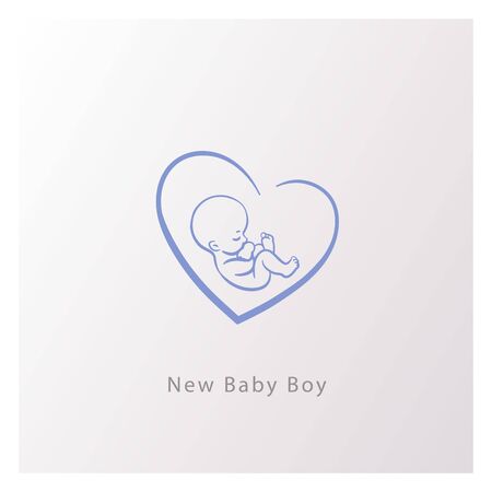 Emblem with newborn boy in heart shape.のイラスト素材