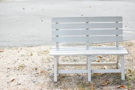 White chair in the park.の写真素材