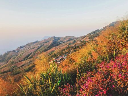 The view of the beautiful high mountainsの写真素材
