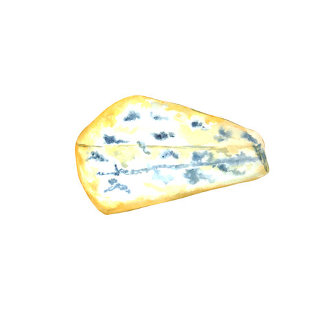 Watercolor drawing of fresh, natural cheese. isolated on white background. Farm dairy products. Can be used for packaging design of dairy products, recipes, prints, napkins, postcards, advertisingの写真素材