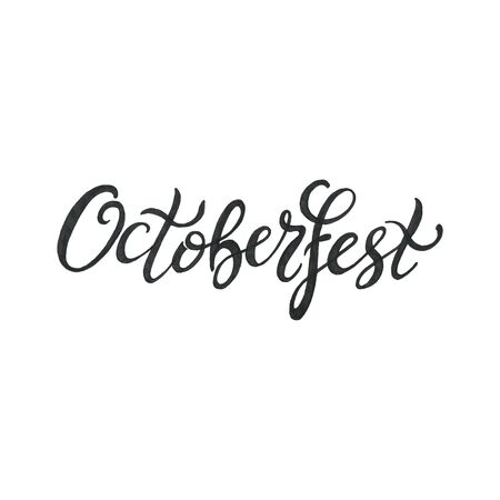 Octoberfest handwritten black ink lettering on white background. Oktoberfest typography design for greeting cards and poster, menuの写真素材