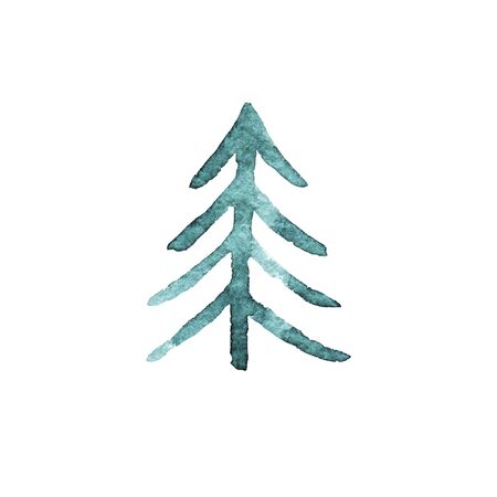 Green fir tree isolated on white background. Christmas trees. Happy New Year background. Winter holidays. Design for card, invitation, partyの写真素材